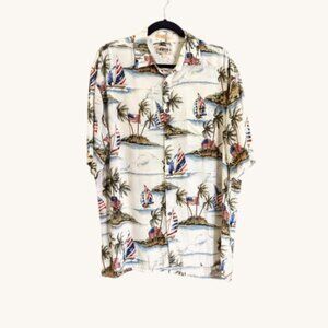 Campia Moda American Themed 90s Rayon Hawaiian Short Sleeve Shirt Size L